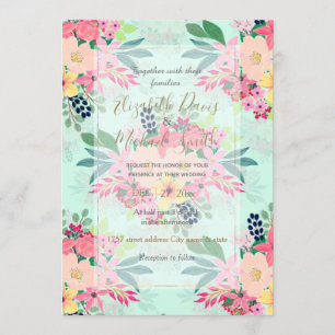 Invitación Elegante diseño de color de agua floral pintado de