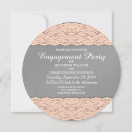 Invitación Elegante diseño de encaje gris y coral