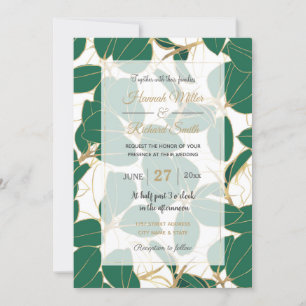 Invitación Elegante diseño de fábrica de caucho de oro verde