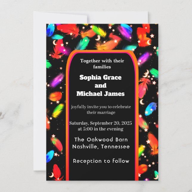 Invitación Elegante diseño de la naturaleza de las hojas verd (Anverso)