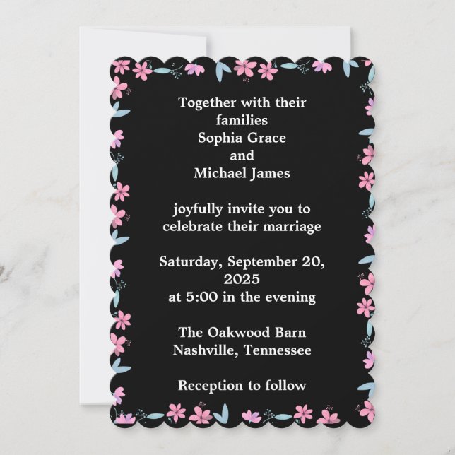 Invitación Elegante diseño de la naturaleza de las hojas verd (Anverso)