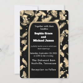 Invitación Elegante diseño de la naturaleza de las hojas verd