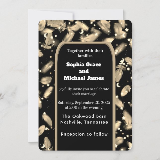 Invitación Elegante diseño de la naturaleza de las hojas verd (Anverso)