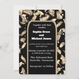 Invitación Elegante diseño de la naturaleza de las hojas verd