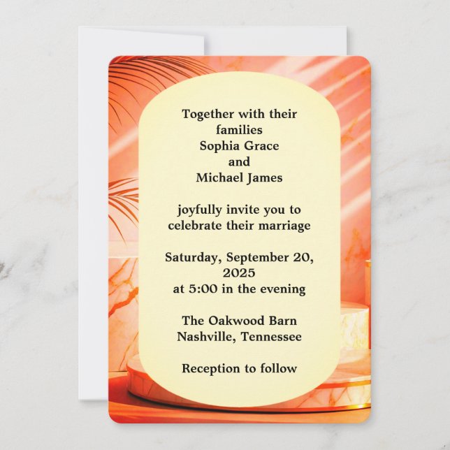 Invitación Elegante diseño de la naturaleza de las hojas verd (Anverso)