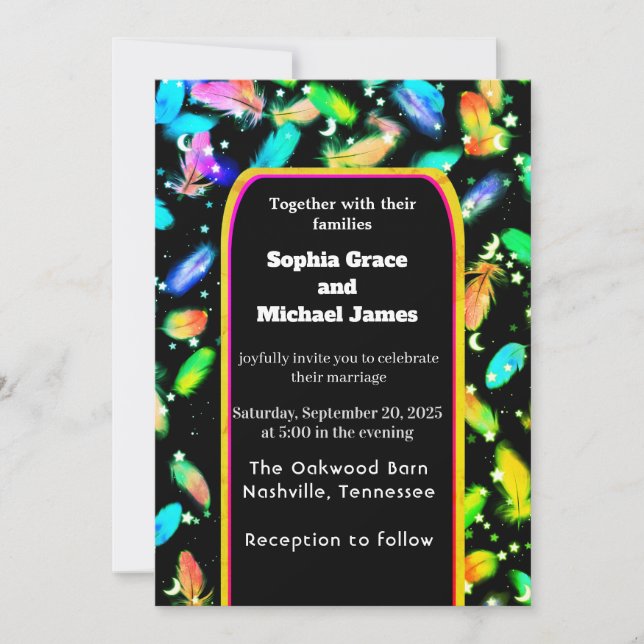 Invitación Elegante diseño de la naturaleza de las hojas verd (Anverso)