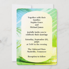 Invitación Elegante diseño de la naturaleza de las hojas verd