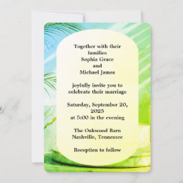 Invitación Elegante diseño de la naturaleza de las hojas verd