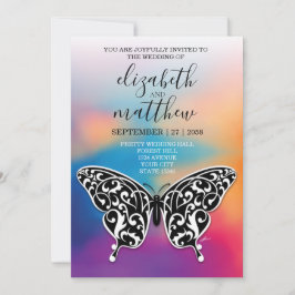 Invitación Elegante diseño de mariposa y atardecer