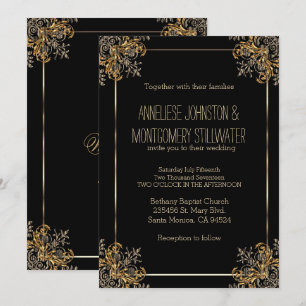 Invitación Elegante diseño de orquesta de oro en negro