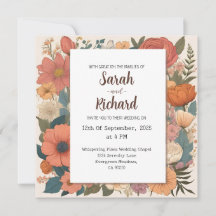 Elegante diseño floral, suave acento de coral y sa