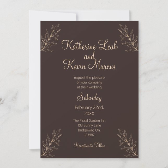 Invitación Elegante diseño Minimalista marrón (Anverso)
