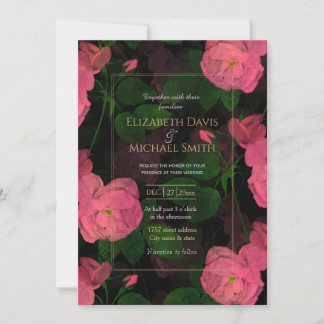 Invitación Elegante diseño negro de pintura de color rosa ros