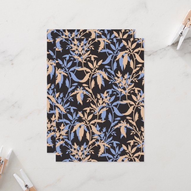 Invitación Elegante diseño textil con intrincadas flores (Anverso/Reverso In Situ)