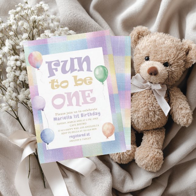 Invitación Elegante diversión acuarela para ser uno cumpleaño (Subido por el creador)
