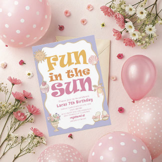 Invitación Elegante diversión de acuarela en el sol Cumpleaño