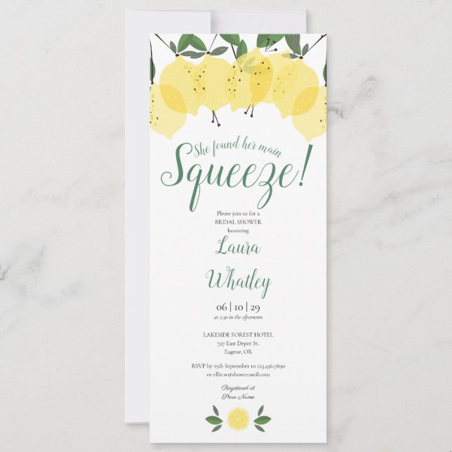 Invitación Elegante Diversión Main Squeeze Limón Despedida de (Anverso)