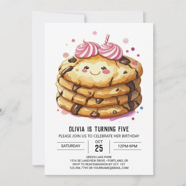 Invitación Elegante diversión salpicando galletas cumpleaños (Anverso)