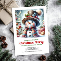 Elegante divertido y lindo muñeco de nieve invitac