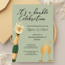 Elegante Doble Celebración Green Joint Birthday