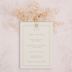 Invitación Elegante Doble Felicidad Champagne Boda moderno