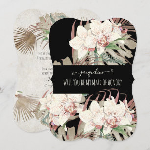 Invitación Elegante doncella tropical floral de honor