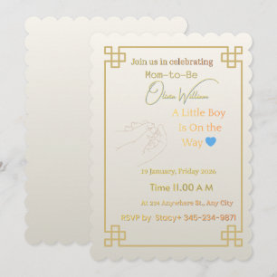 Invitación elegante dorada geométrica para baby sh