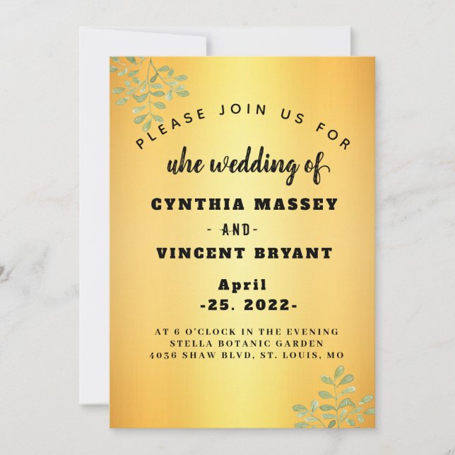 Invitación Elegante dorado brillante moderno (Anverso)