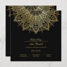 Elegante dorado Mandala simple Boda negro