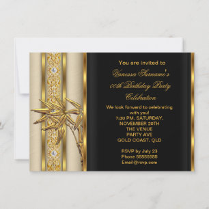 Invitación Elegante Dorado Negro Bambú Asiático Caramelo Beig