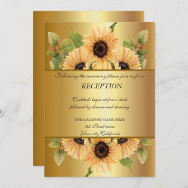 Invitación Elegante dorado,Recepción de boda Sunflowers