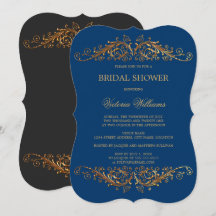 Elegante dorado Swirls Blue