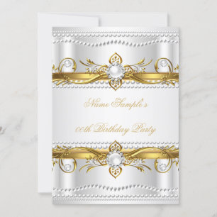 Invitación Elegante dorado White Silver Pearl Seda Cumpleaños