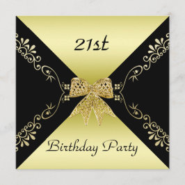Invitación Elegante dorado y negro barniz decorativo cumpleañ
