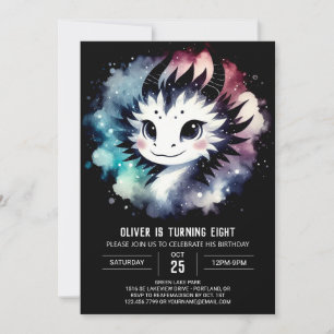 Invitación Elegante Dragón Cumpleaños Editable