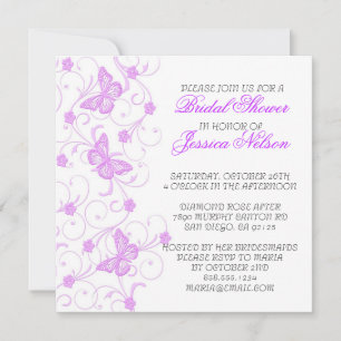 Invitación Elegante Dream Purple Butterfly Shower Invite
