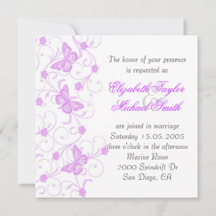 Invitación Elegante Dream Purple Butterfly Wedding Invite