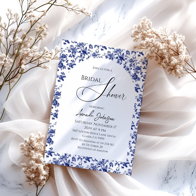 Invitación Elegante ducha azul azul de flores nupciales (Subido por el creador)