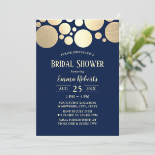 Invitación Elegante ducha azul de novia de la Marina de Polka