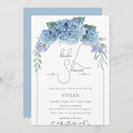 Invitación Elegante Ducha Azul Floral Bridal
