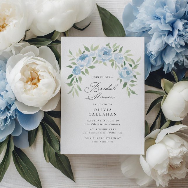 Invitación Elegante Ducha Azul Floral Bridal (Subido por el creador)
