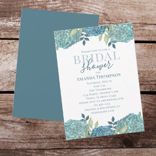 Invitación Elegante ducha azul floral Hydrangea Bridal