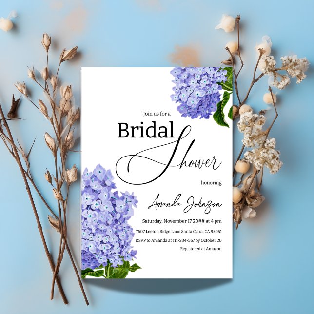 Invitación Elegante ducha azul Hydrangea Floral Bridal (Subido por el creador)