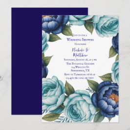 Invitación Elegante ducha azul turquesa floral Wedding