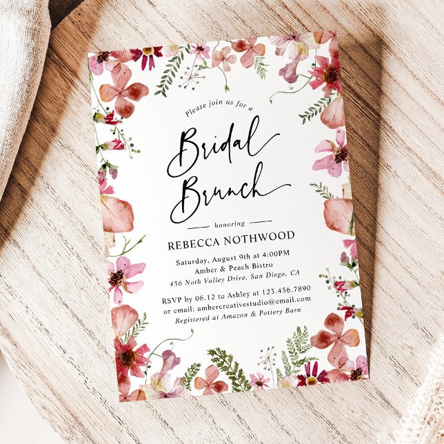 Invitación Elegante Ducha Boho Floral Botanical Bridal Brunch (Subido por el creador)