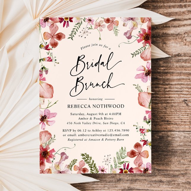 Invitación Elegante ducha Boho Floral Bridal Brunch (Subido por el creador)