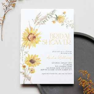 Invitación Elegante Ducha Boho Sunflower Botánica Bridal