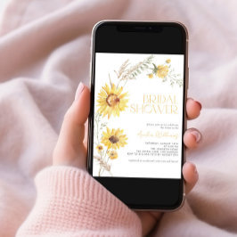 Invitación Elegante Ducha Boho Sunflower Botánica Bridal