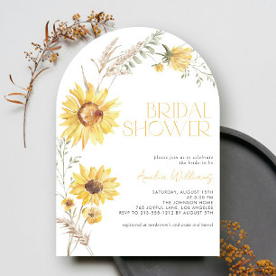Invitación Elegante Ducha Boho Sunflower Botánica Bridal