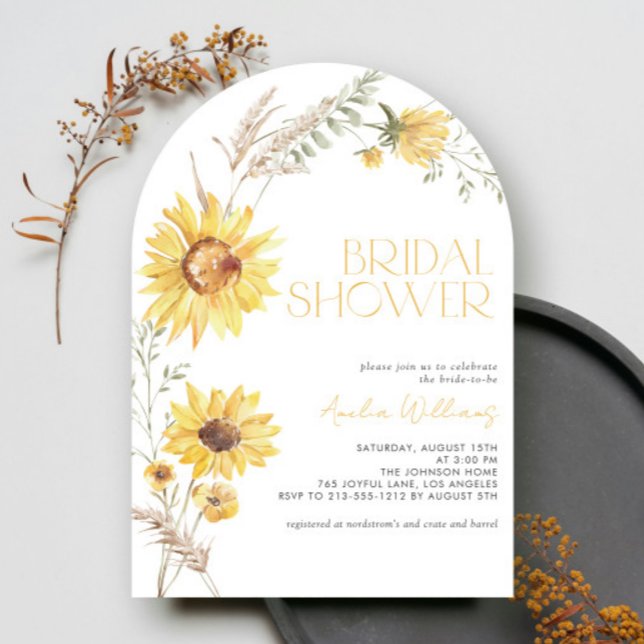 Invitación Elegante Ducha Boho Sunflower Botánica Bridal (Subido por el creador)